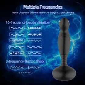 Liquid Silicone Wearable With Remote 10 Modes Recharge Pulling Butt Plug Dildo Mute Toy For Women Men-Black