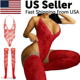 Women Lace Sexy Lingerie Nightwear Babydoll Sleepwear Bodysuit Dress Plus Size (Lingerie Color: Red, Lingerie Size: Large)